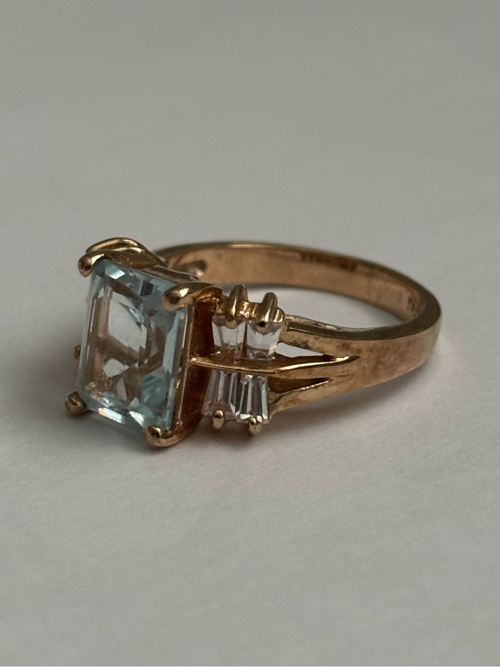 Aquamarine CZ sterling silver ring